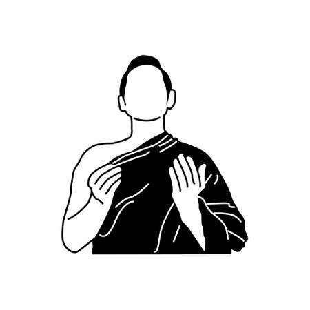 Silhouette muslim man praying in hajj clothesのイラスト素材