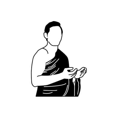 Silhouette muslim man praying in hajj clothesのイラスト素材