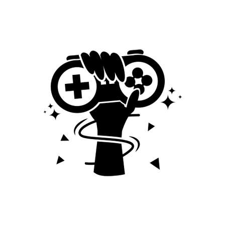 SIlhouette hand holding stick games designのイラスト素材