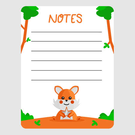 Notes paper with cute face animalのイラスト素材