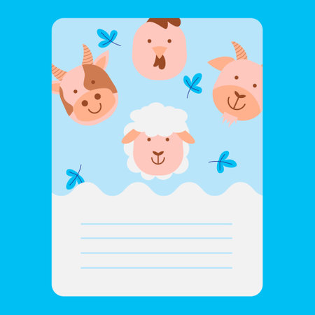 Notes paper with cute face animalのイラスト素材