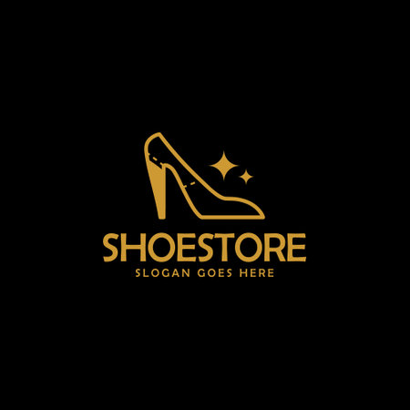 Golden woman shoe store logo design templateのイラスト素材