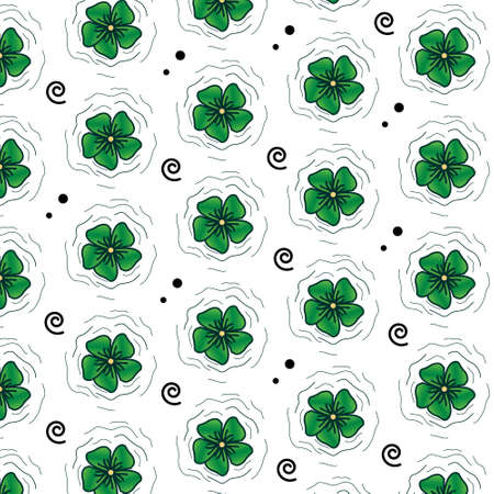seamless pattern with green leavesのイラスト素材