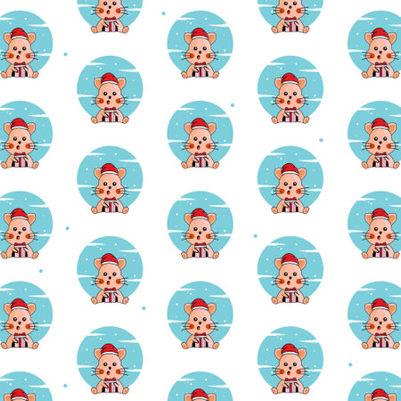 Seamless pattern winter animal cat designのイラスト素材