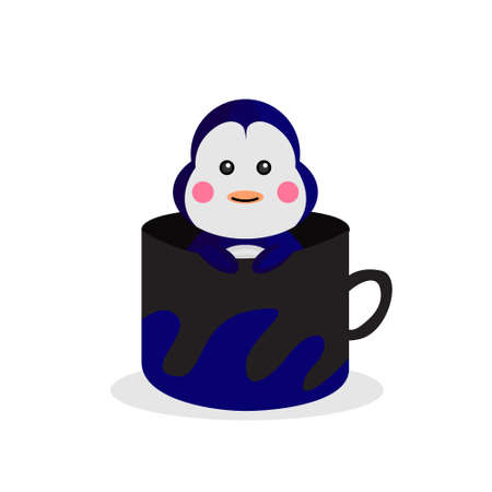 Cute animal sheep character inside cup designのイラスト素材