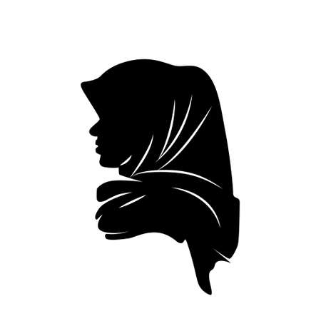 Black silhouette hijab girl design vectorのイラスト素材