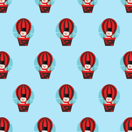 Seamless pattern cartoon snowman in balloonのイラスト素材
