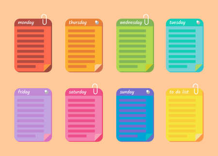 Colorful weekly planner paper template designのイラスト素材