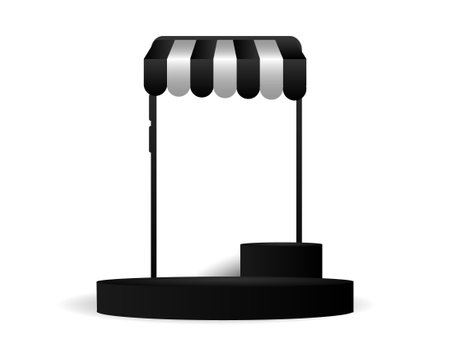 Square blank online shopping display podium banner design on white backgroundのイラスト素材