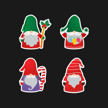 Set of gnomes sticker design vectorのイラスト素材
