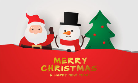 Christmas and new year banner template designのイラスト素材