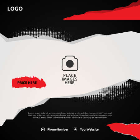 Red and black paper scrap banner food social media promotion 03のイラスト素材