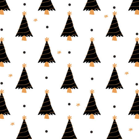 Pattern hand drawn christmas tree design 03のイラスト素材