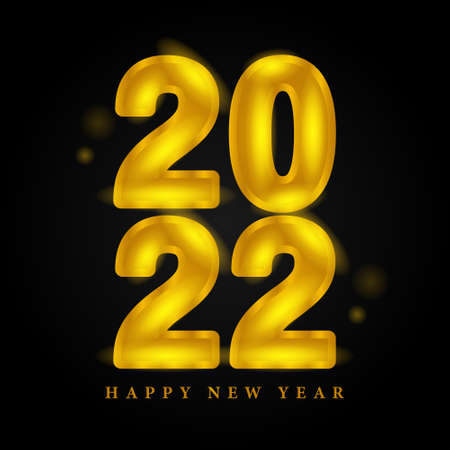 Gold 2022 new year design on black background