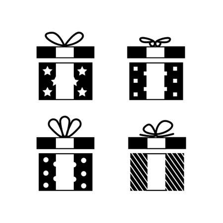 Set of silhouette black gift box design vectorのイラスト素材