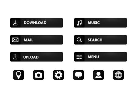 Set of black icon collection design vector