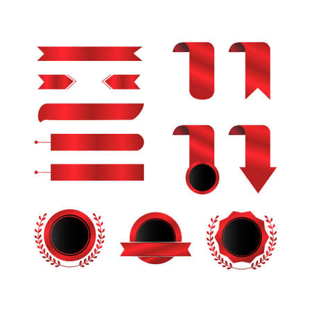 Set of red label design collectionのイラスト素材
