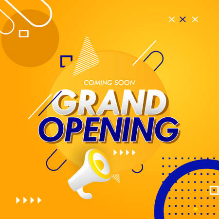 Creative grand opening soon yellow banner designのイラスト素材