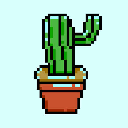 Pixel art cactus plant design isolatedのイラスト素材