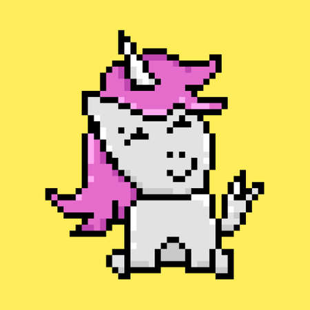 Pixel art unicorn design isolatedのイラスト素材