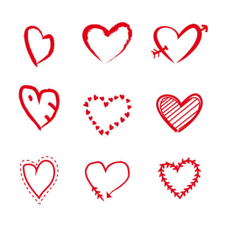 Hand drawn symbol heart collection design vectorのイラスト素材
