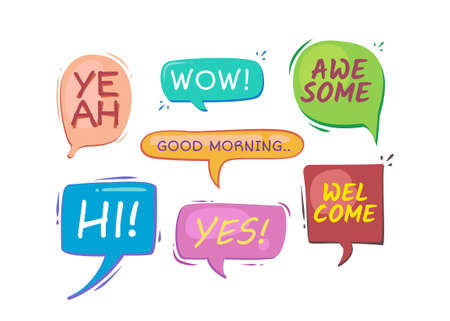 Speech bubbles hand drawn coloring design vectorのイラスト素材