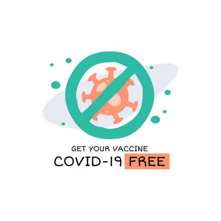 Hand drawn vaccination campaign sticker design vectorのイラスト素材