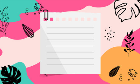 Paper note on abstract floral art design backgroundのイラスト素材