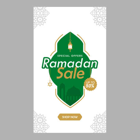 Ramadan sale social media stories banner promotion design template conceptのイラスト素材