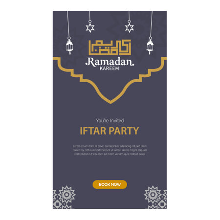 Ramadan iftar invitation stories social media template designのイラスト素材
