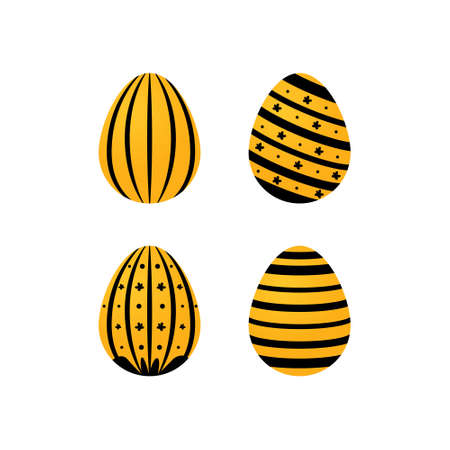 Yellow easter egg different motif design vectorのイラスト素材