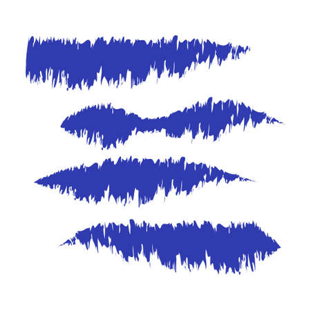 Set of blue abstract brush stroke design vector