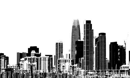 City sketch art drawing design on white backgroundのイラスト素材