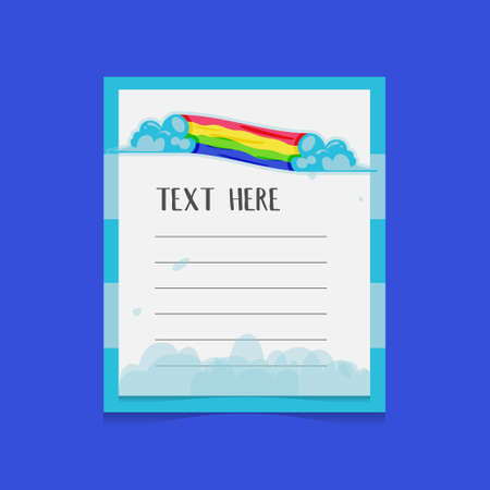 Note paper template with rainbow cartoon designのイラスト素材