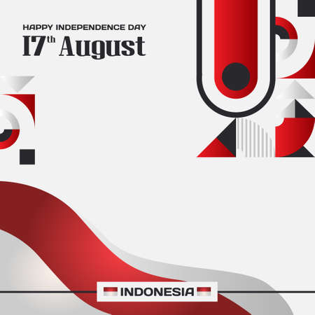 Square greeting banner template indonesia independence dayのイラスト素材