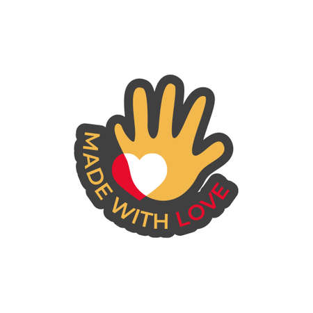 Made with love sticker label design vectorのイラスト素材