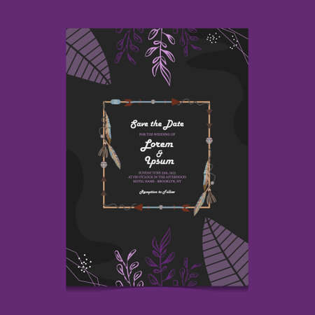 Wedding invitation template with floral designのイラスト素材