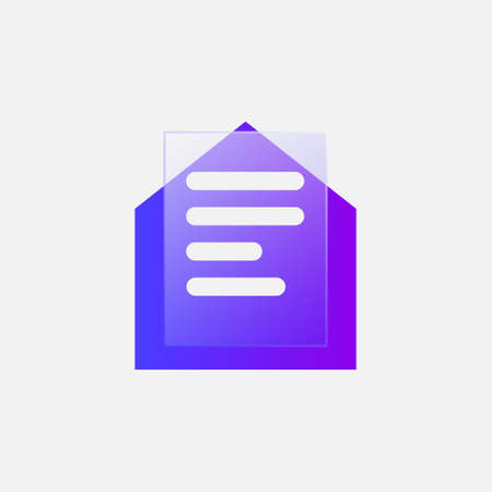 Gradient glass morphism mail icon design vectorのイラスト素材