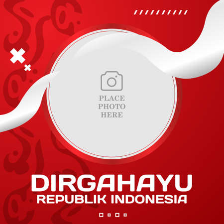 Twibbon template design for celebration indonesia independence dayのイラスト素材