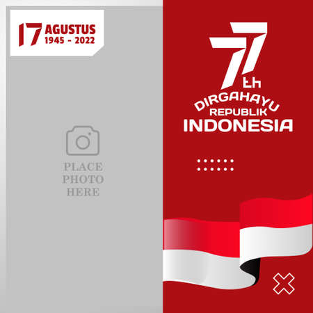 Twibbon template banner social media for indonesia independence dayのイラスト素材