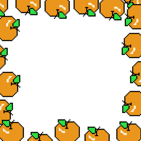 Square orange pixel art frame designのイラスト素材