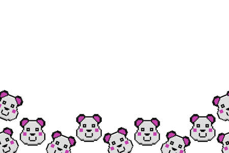 Panda pixel art background designのイラスト素材