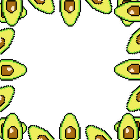 Square avocado pixel art frame designのイラスト素材