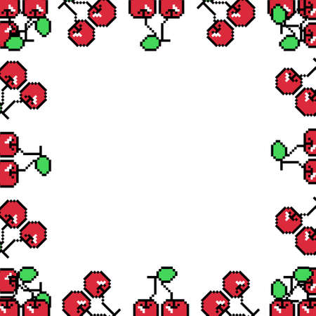 Square cherry pixel art frame designのイラスト素材