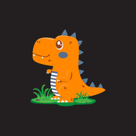 Cute chibi dino illustration cartoon design vectorのイラスト素材
