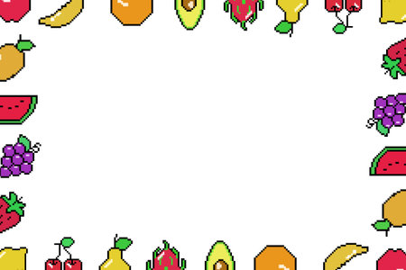 Pixel art fruits design background conceptのイラスト素材