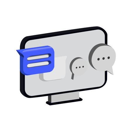 3d object monitor with chatting message designのイラスト素材