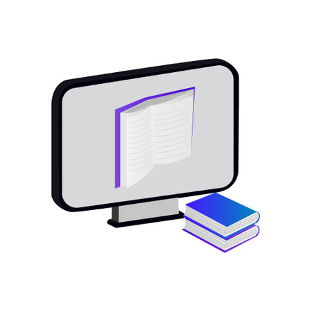 3d object monitor with read books designのイラスト素材