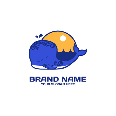 Whale logo mascot template design vectorのイラスト素材