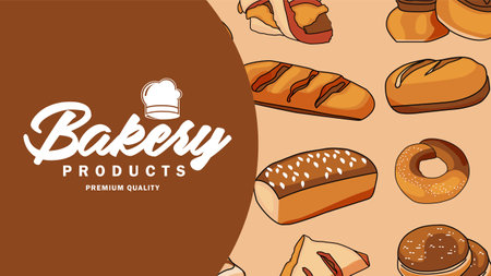 Bakery poster illustration design templateのイラスト素材